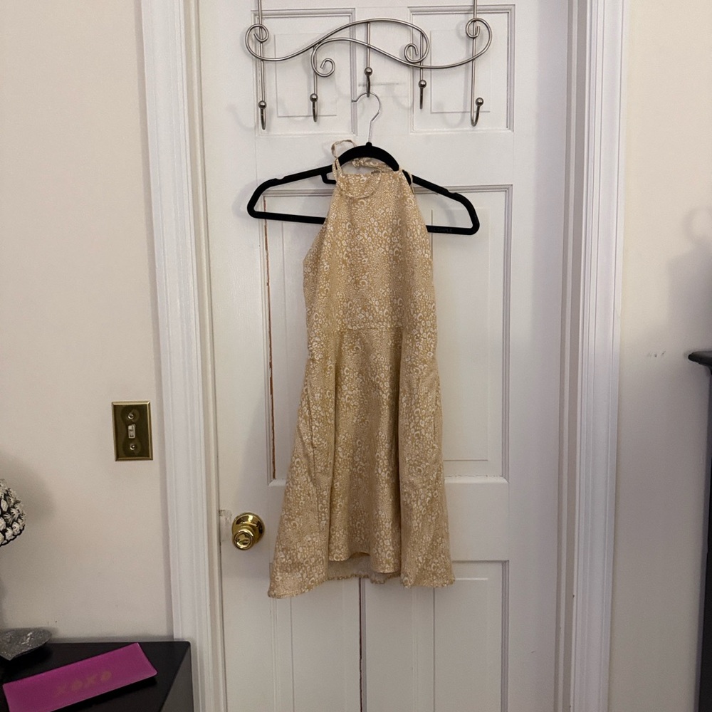 GAP Gold Halter Fit-and-Flare Dress